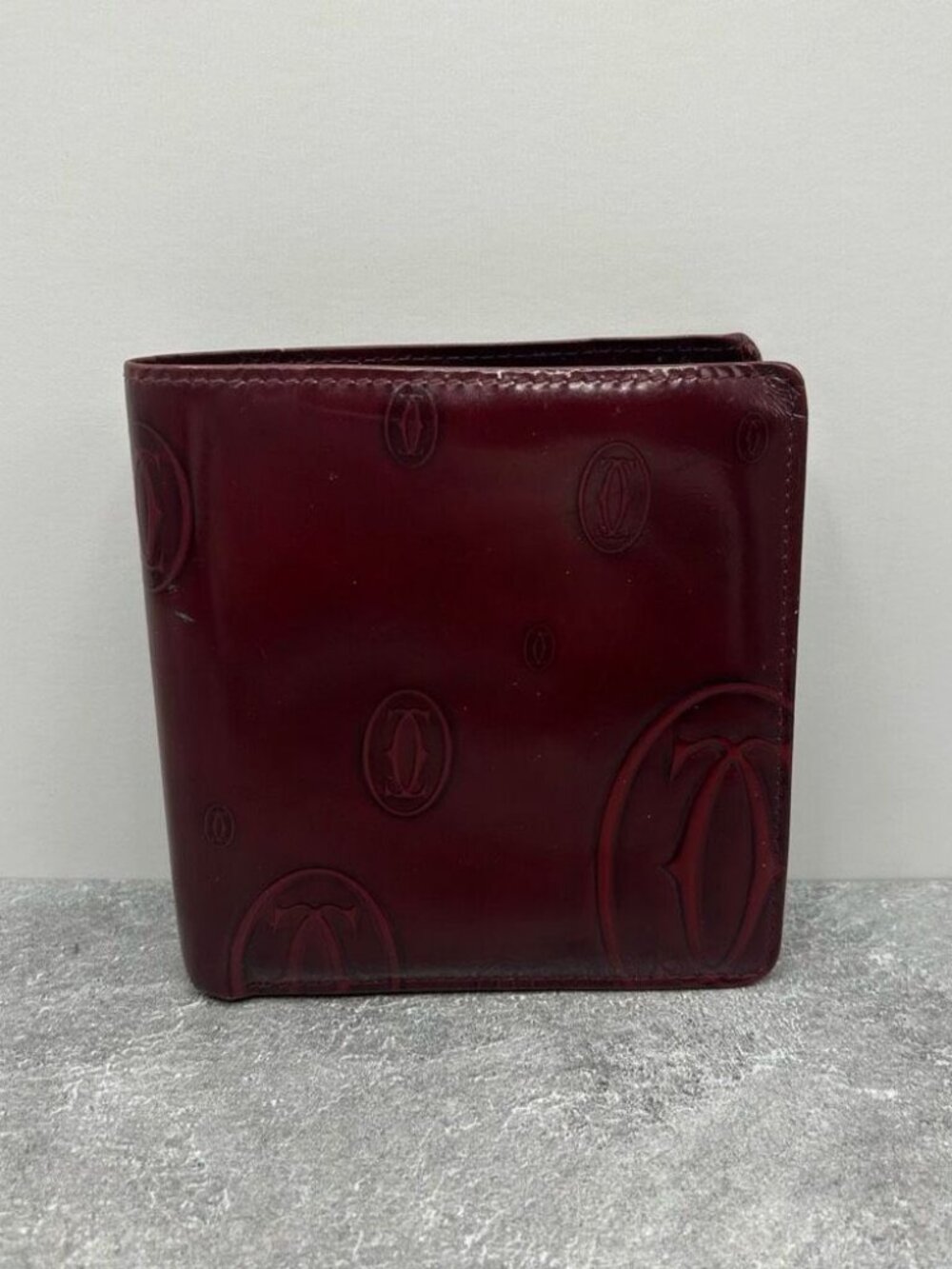 Cartier Red Must De Logo Patent Leather Bifold Wallet Luxury Credit Card Coin
